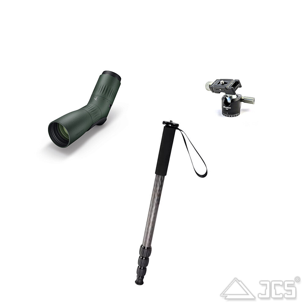 Swarovski ATC 56mm Spektiv 17-40x Schrägeinblick grün, Set mit Einbein-Stativ und Kugelkopf