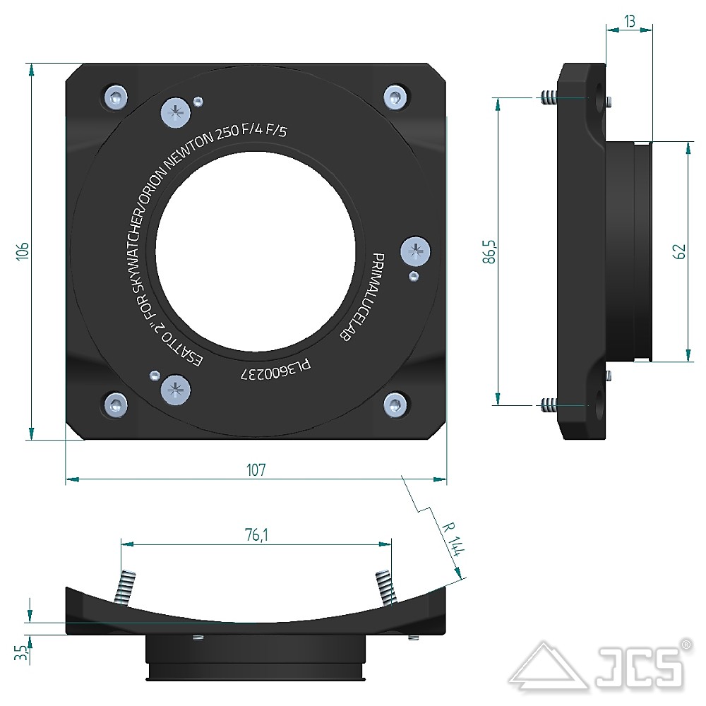 PrimaLuceLab Adapter für SkyWatcher/Orion Newton 250 f/4+f/5 für 2" ESATTO motorisierter Okularauszug